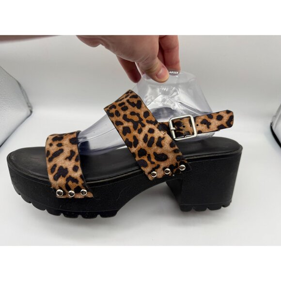 Torrid Platform Sandals Women 11.5WW Animal Print Chunky Block Slingback Y2K Sho - Picture 2 of 9